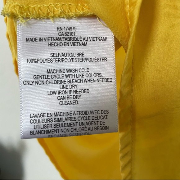 BCBG Max Azria Women's Satin Top Vneck Tunic flowy bright yellow tank top XS - Picture 4 of 10